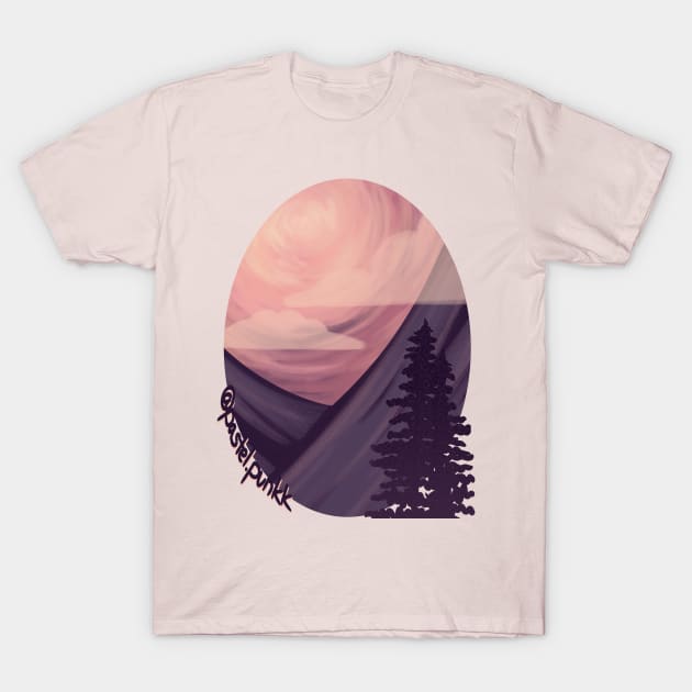 Pink Purple Scenery T-Shirt by Pastel.Punkk